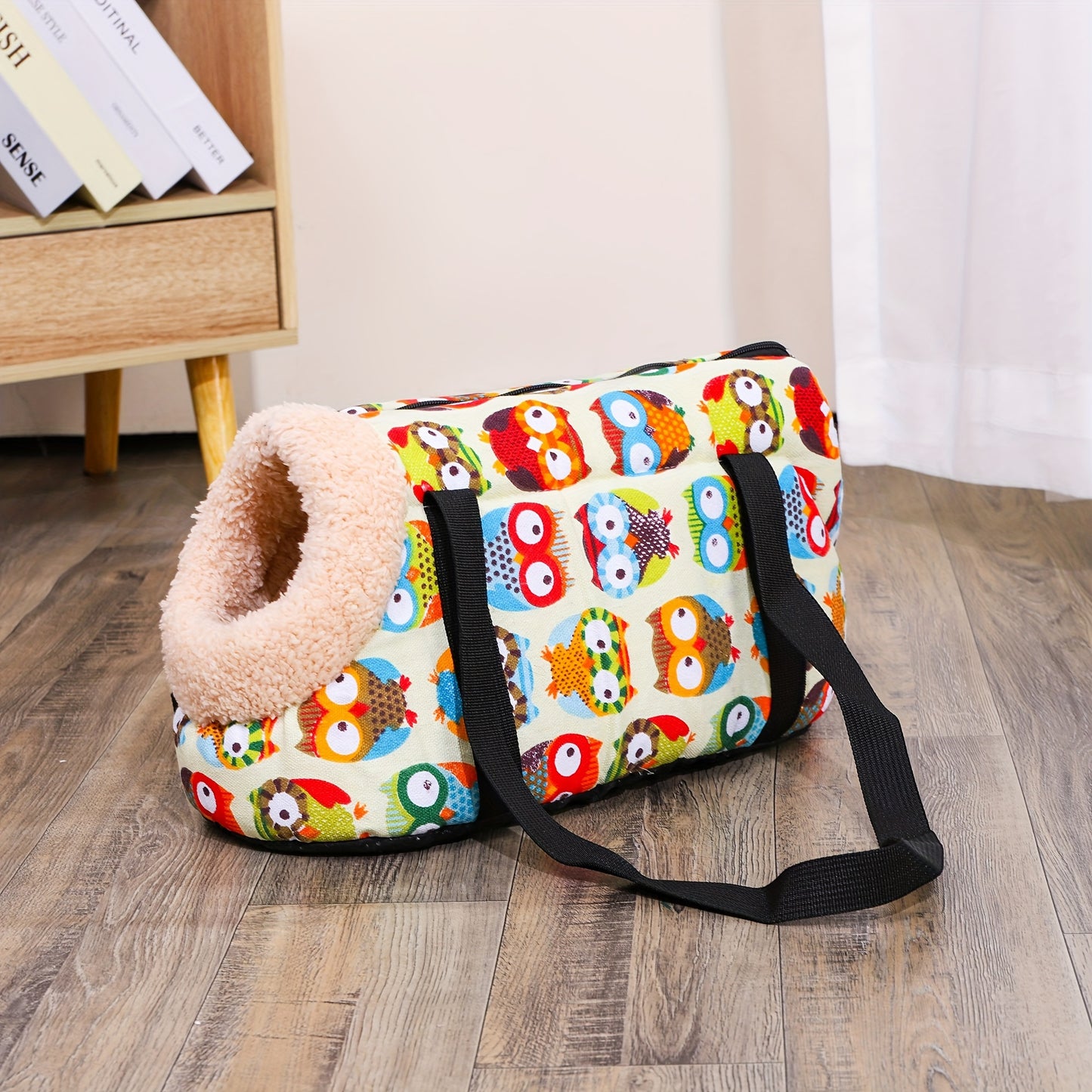 Portable Cat Carrier Bag with Zipper - Washable Polyester, Shoulder Strap for Small to Medium Cats