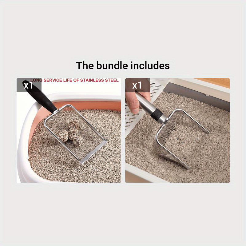 Durable Stainless Steel Pet Litter Shovel with Fine Mesh Screen - Ergonomic Handle for Easy Cleaning of Cat and Dog Litter Boxes