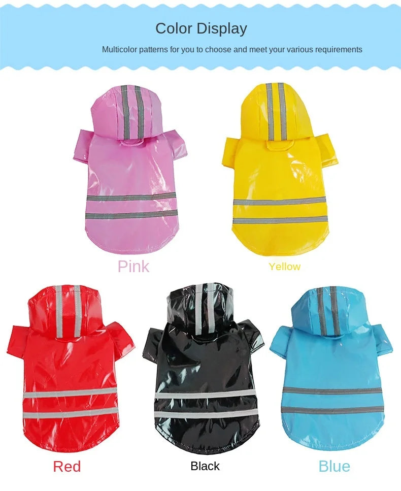 Giacca Impermeabile per piccoli cani con Cappuccio e Striscia Riflettente, Abbigliamento Traspirante da Esterno per Cuccioli
