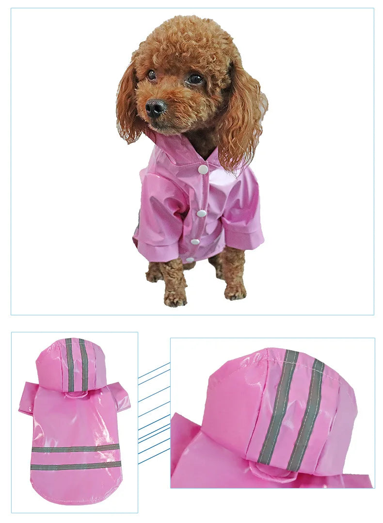 Giacca Impermeabile per piccoli cani con Cappuccio e Striscia Riflettente, Abbigliamento Traspirante da Esterno per Cuccioli