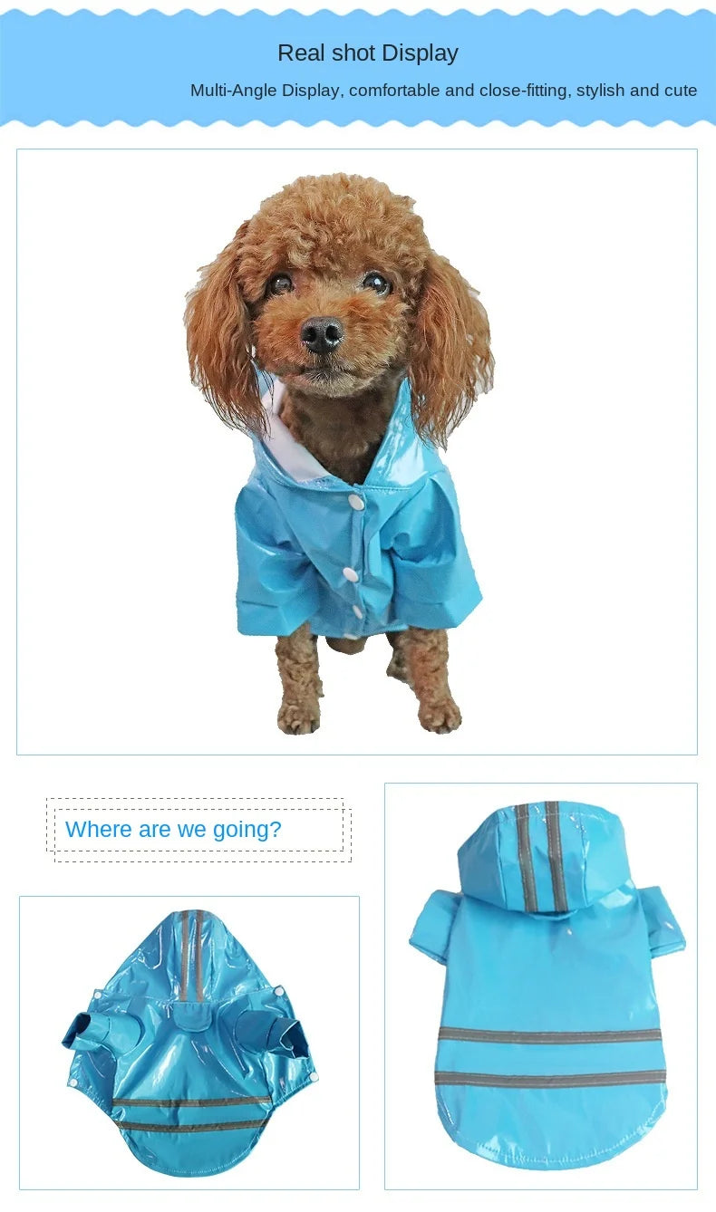Giacca Impermeabile per piccoli cani con Cappuccio e Striscia Riflettente, Abbigliamento Traspirante da Esterno per Cuccioli