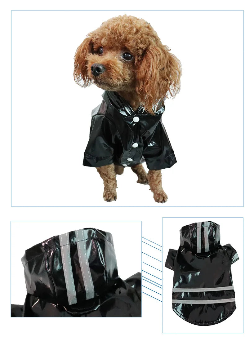 Giacca Impermeabile per piccoli cani con Cappuccio e Striscia Riflettente, Abbigliamento Traspirante da Esterno per Cuccioli