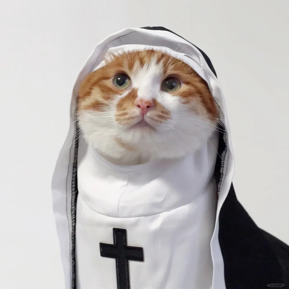 Costume da Suora per gatto o cane di piccola taglia, divertente travestimento per halloween o carnevale