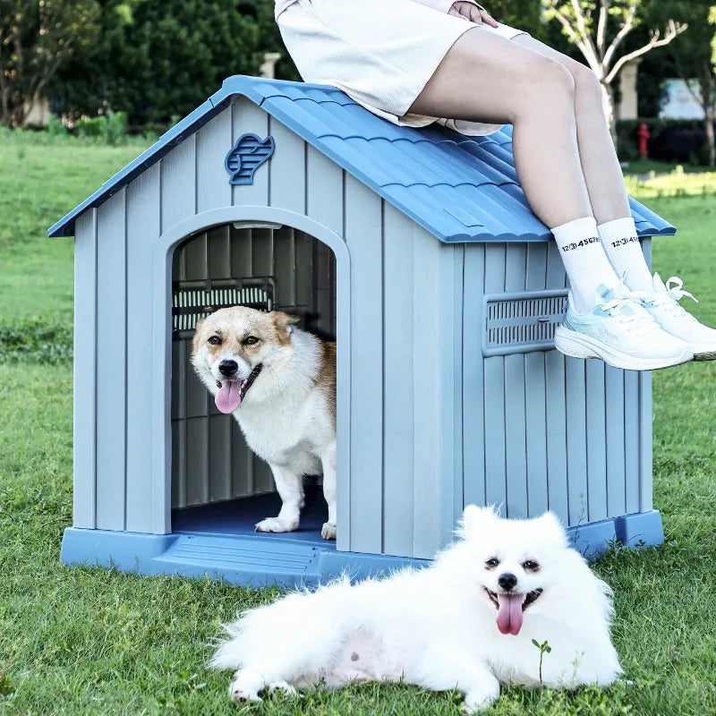 Waterproof Outdoor Dog House for Large Dogs Durable Pet Kennel with Removable Washable Cushion All Season Use