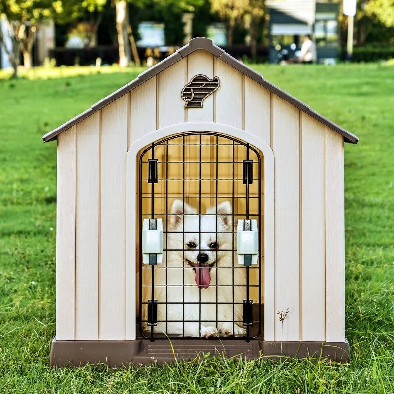 Waterproof Outdoor Dog House for Large Dogs Durable Pet Kennel with Removable Washable Cushion All Season Use