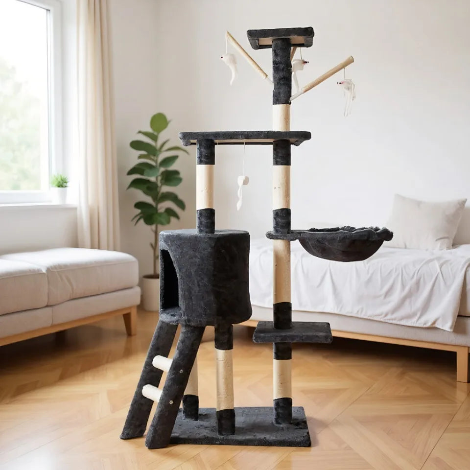 Plush Cat Tree Cat Tower Cozy Luxury Cats Condo For Indoor Multi-Level Cat Tower Sisal Covered Scratching Posts Cats Accessories