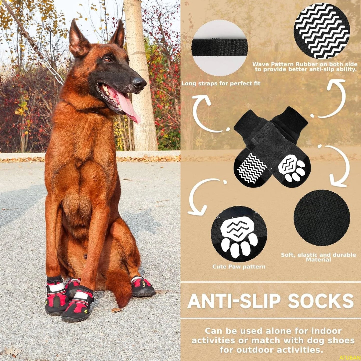 Dog Shoes,Waterproof Dog Boots Adjustable Reflective Straps,Comfortable and Breathable Paw Protectors for Varied Complex terrain