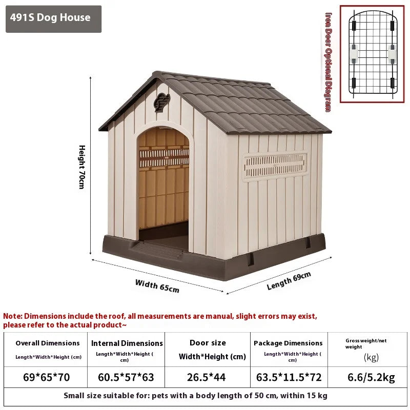 Waterproof Outdoor Dog House for Large Dogs Durable Pet Kennel with Removable Washable Cushion All Season Use