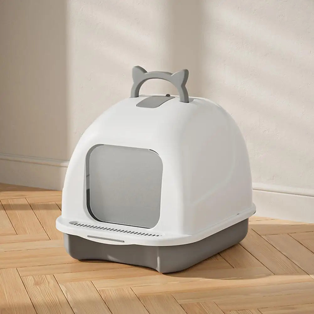 Large Cat Litter Box with Lid Closed Kitten Litter Pan with Litter Scoop Cat Enclosed Toilet Spacious Interior Pet Supplies