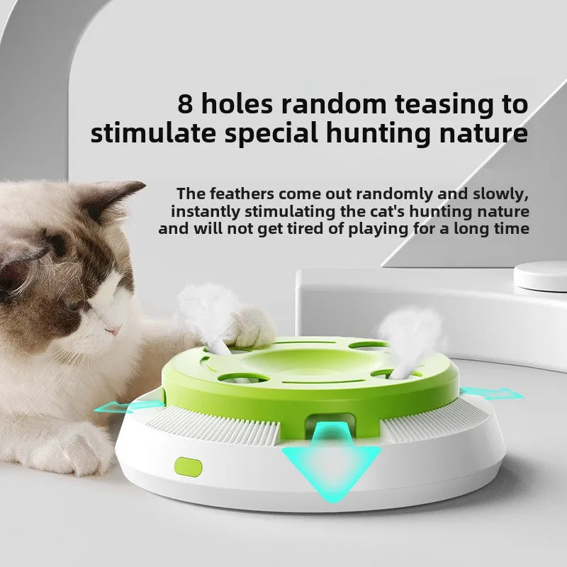 Giostra Automatica per Gatti con Piume Interattive, gioco perfetto per stimolare i gatti e l'istinto alla caccia