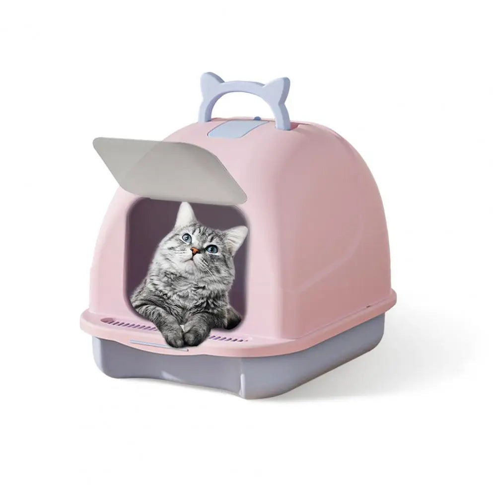 Large Cat Litter Box with Lid Closed Kitten Litter Pan with Litter Scoop Cat Enclosed Toilet Spacious Interior Pet Supplies