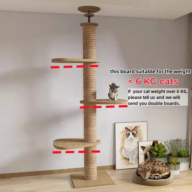 Cat Tree Floor To Ceiling Cat Tower with With Scratching Post Hammock Pet Activity Center Kitten Climbing Toy Pet Furniture