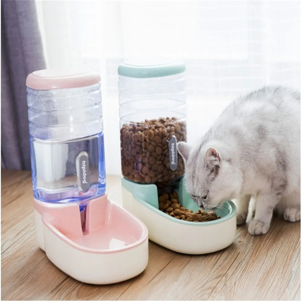 Distributore di cibo e acqua 2 in 1, per gatti e cani