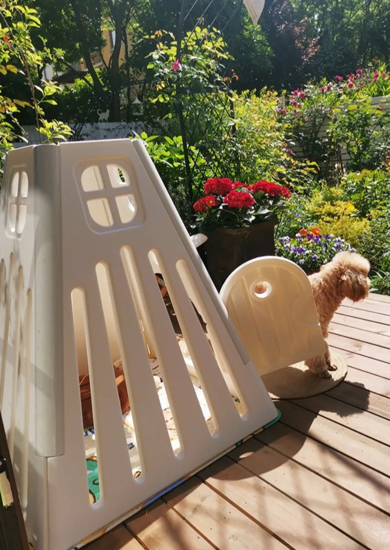 Indoor Teddy Dog House Outdoors Plastic Bichon House Small Medium Chihuahua Puppy Kennel Door Luxury Breathable Dogs Supplies