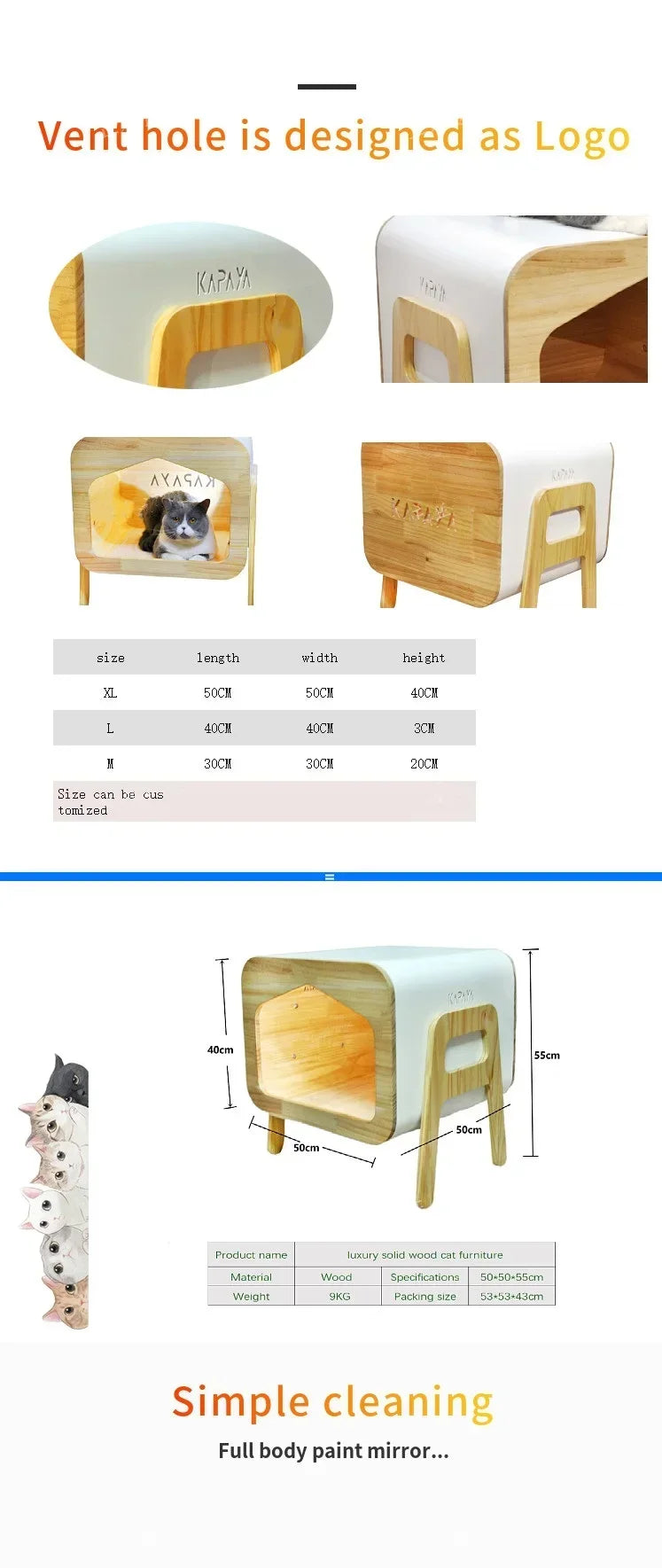 Hot Sale High Quality Kennel Cat House Pet Furniture Luxury Wooden Indoor Kennel Cat House