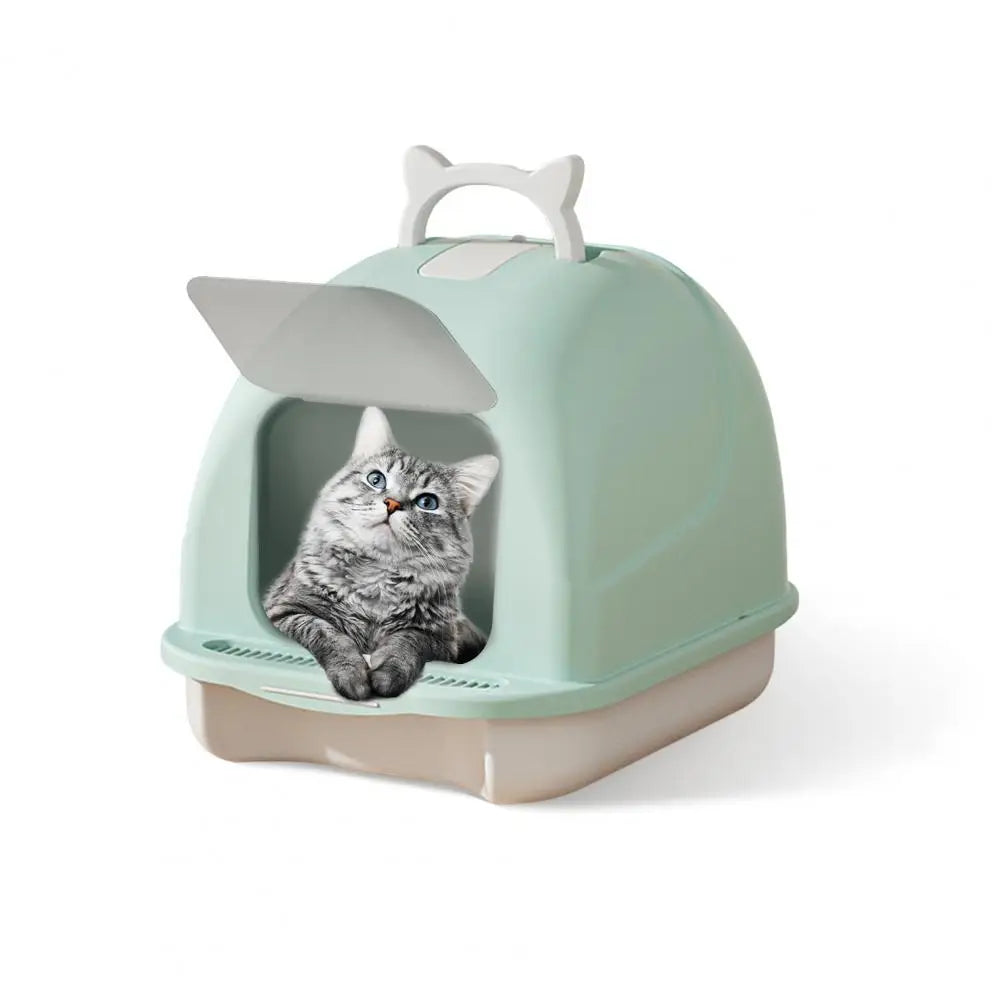 Large Cat Litter Box with Lid Closed Kitten Litter Pan with Litter Scoop Cat Enclosed Toilet Spacious Interior Pet Supplies