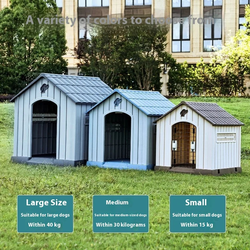 Waterproof Outdoor Dog House for Large Dogs Durable Pet Kennel with Removable Washable Cushion All Season Use