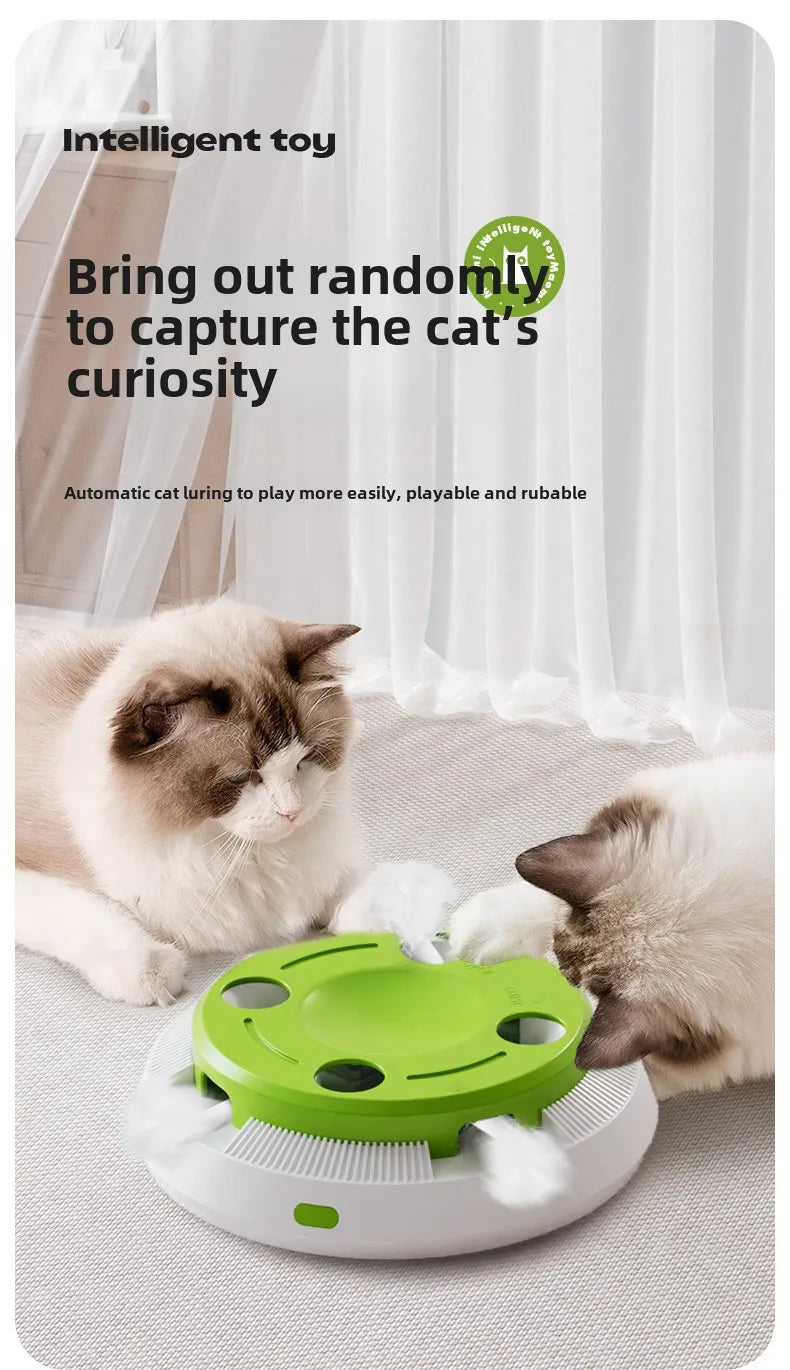 Giostra Automatica per Gatti con Piume Interattive, gioco perfetto per stimolare i gatti e l'istinto alla caccia