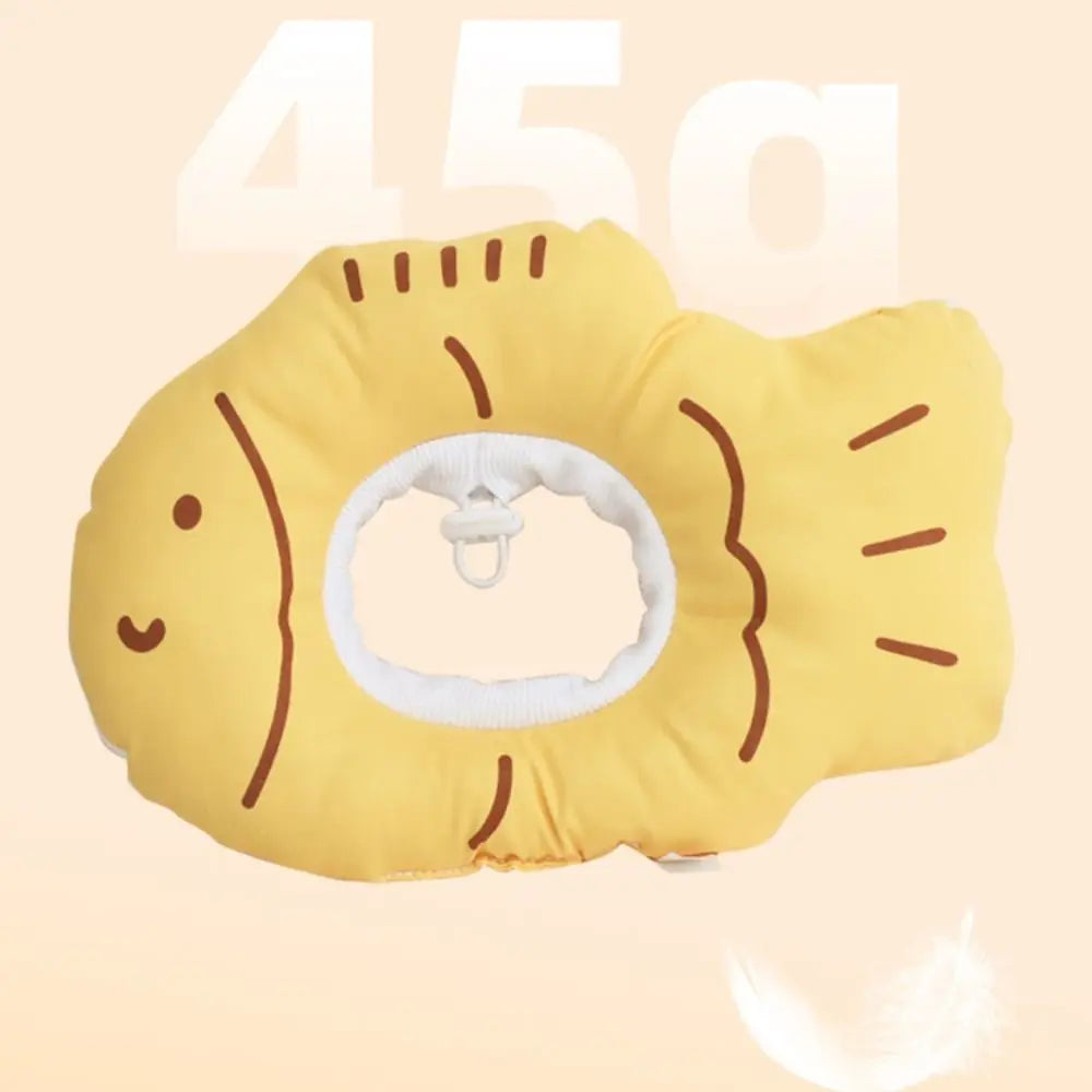 Cartoon Cat Protective Collar Soft Adjustable Cat Recovery Collar Fish Shape Anti-Bite Lick Pet Elizabethan Collar Wound Healing