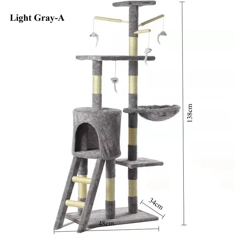 Plush Cat Tree Cat Tower Cozy Luxury Cats Condo For Indoor Multi-Level Cat Tower Sisal Covered Scratching Posts Cats Accessories