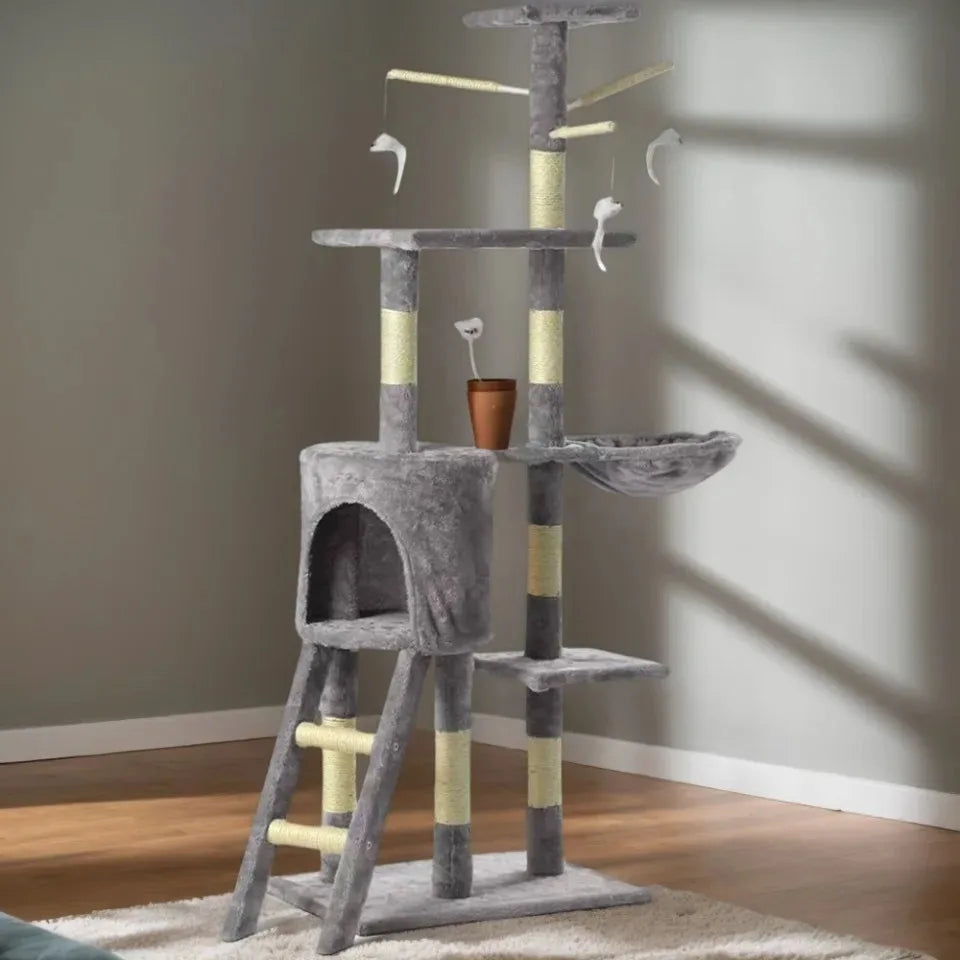 Plush Cat Tree Cat Tower Cozy Luxury Cats Condo For Indoor Multi-Level Cat Tower Sisal Covered Scratching Posts Cats Accessories