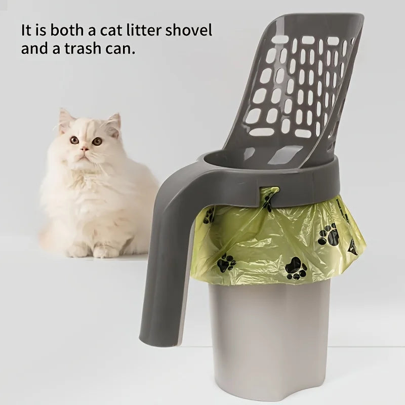Cat Litter Scoop Large Capacity Easy Clean Design with Paw Print Liner Space Saving Pet Waste Disposal for Home Use