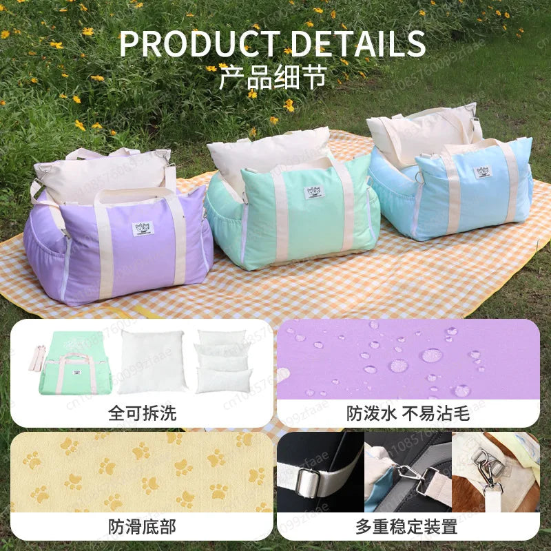 Pet car safety seat out of the kennel, dirt-resistant, easy to clean, water-proof outdoor cat litter, car bag, cat bag