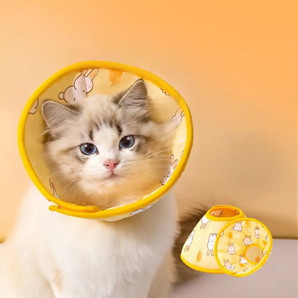 Anti-Bite Pet Elizabeth Collar Soft Cotton Adjustable Cat Protection Collar After Surgery Wound Healing Cute Pet Accessories