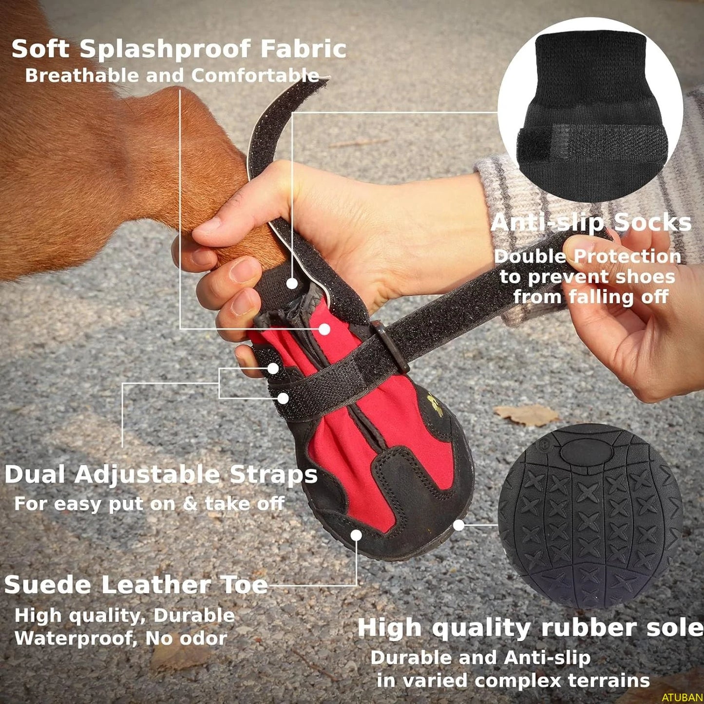 Dog Shoes,Waterproof Dog Boots Adjustable Reflective Straps,Comfortable and Breathable Paw Protectors for Varied Complex terrain