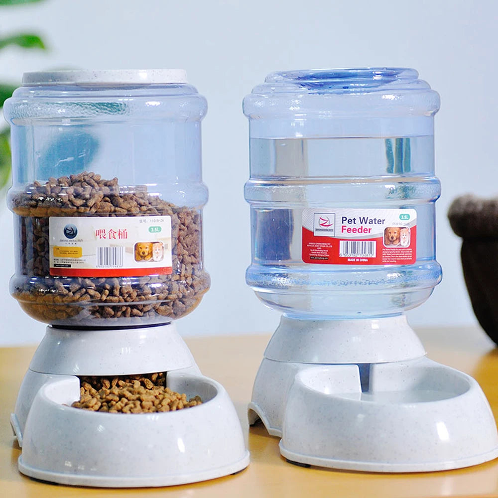 Distributore di cibo e acqua 2 in 1, per gatti e cani