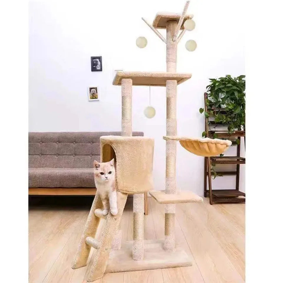 Plush Cat Tree Cat Tower Cozy Luxury Cats Condo For Indoor Multi-Level Cat Tower Sisal Covered Scratching Posts Cats Accessories