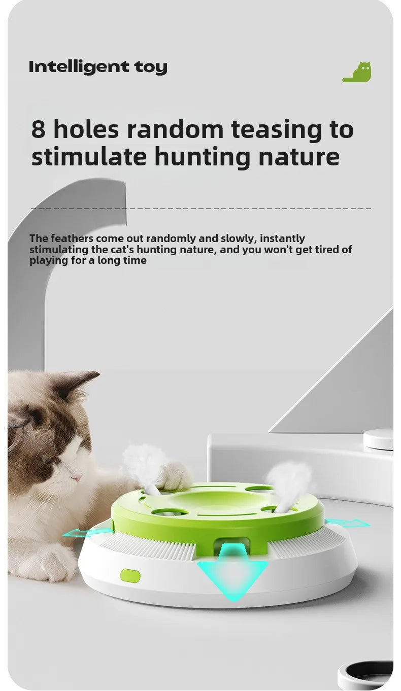 Giostra Automatica per Gatti con Piume Interattive, gioco perfetto per stimolare i gatti e l'istinto alla caccia