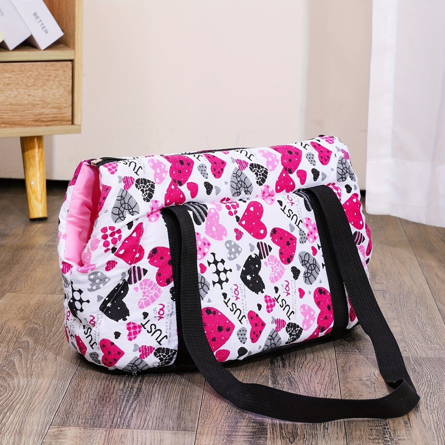 Portable Cat Carrier Bag with Zipper - Washable Polyester, Shoulder Strap for Small to Medium Cats