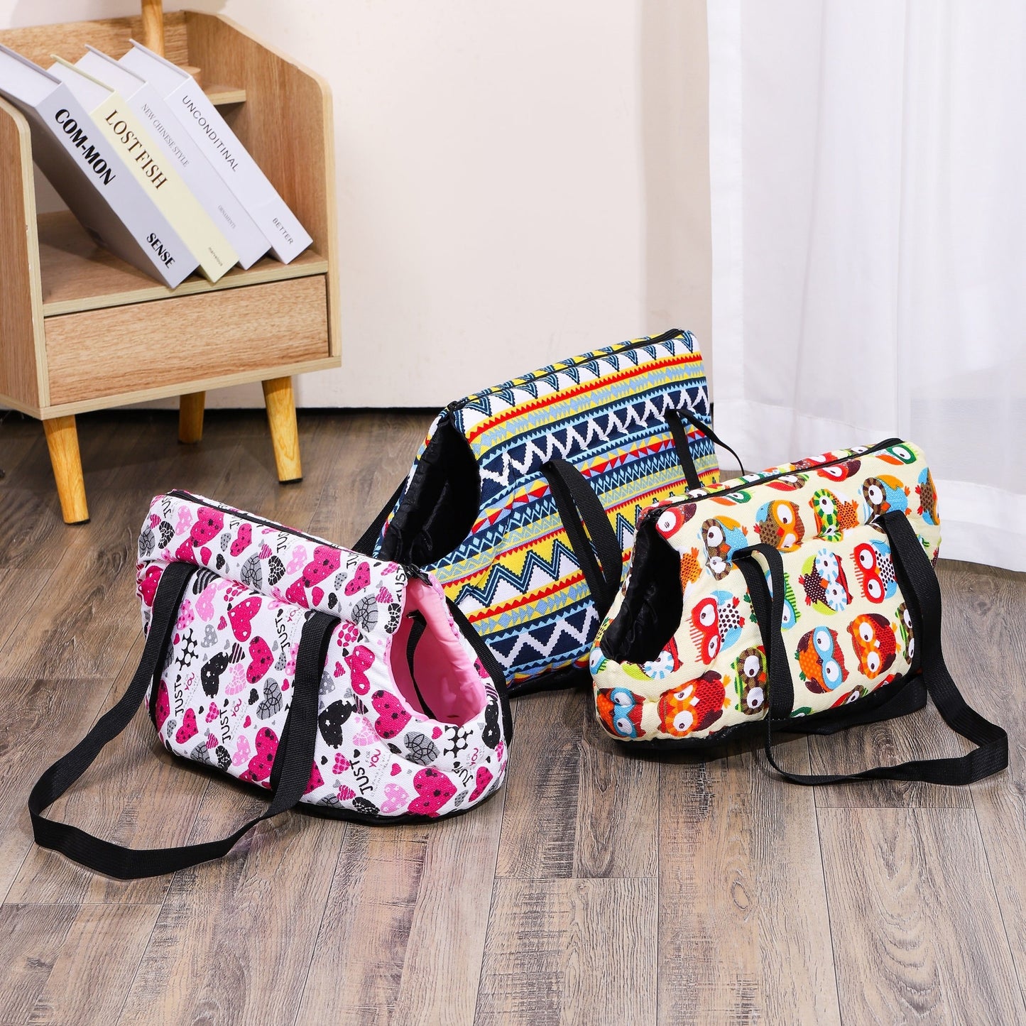 Portable Cat Carrier Bag with Zipper - Washable Polyester, Shoulder Strap for Small to Medium Cats