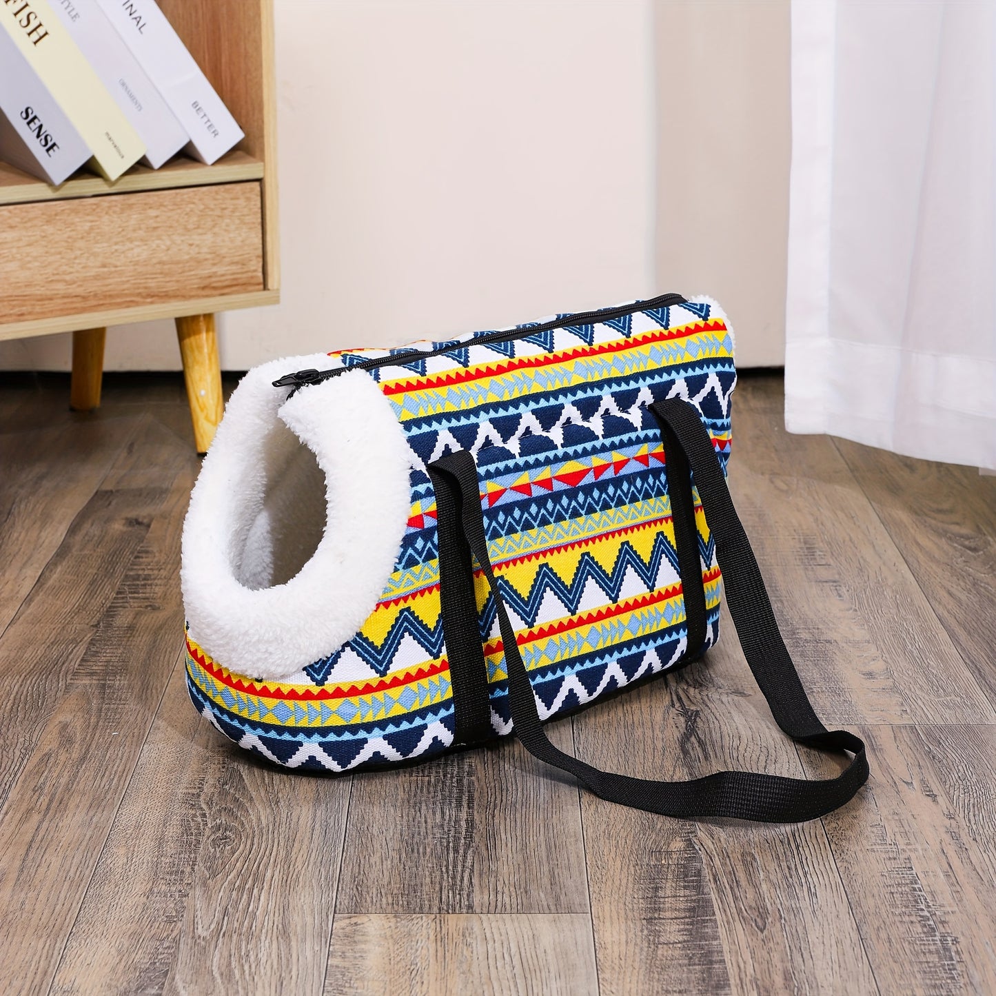 Portable Cat Carrier Bag with Zipper - Washable Polyester, Shoulder Strap for Small to Medium Cats