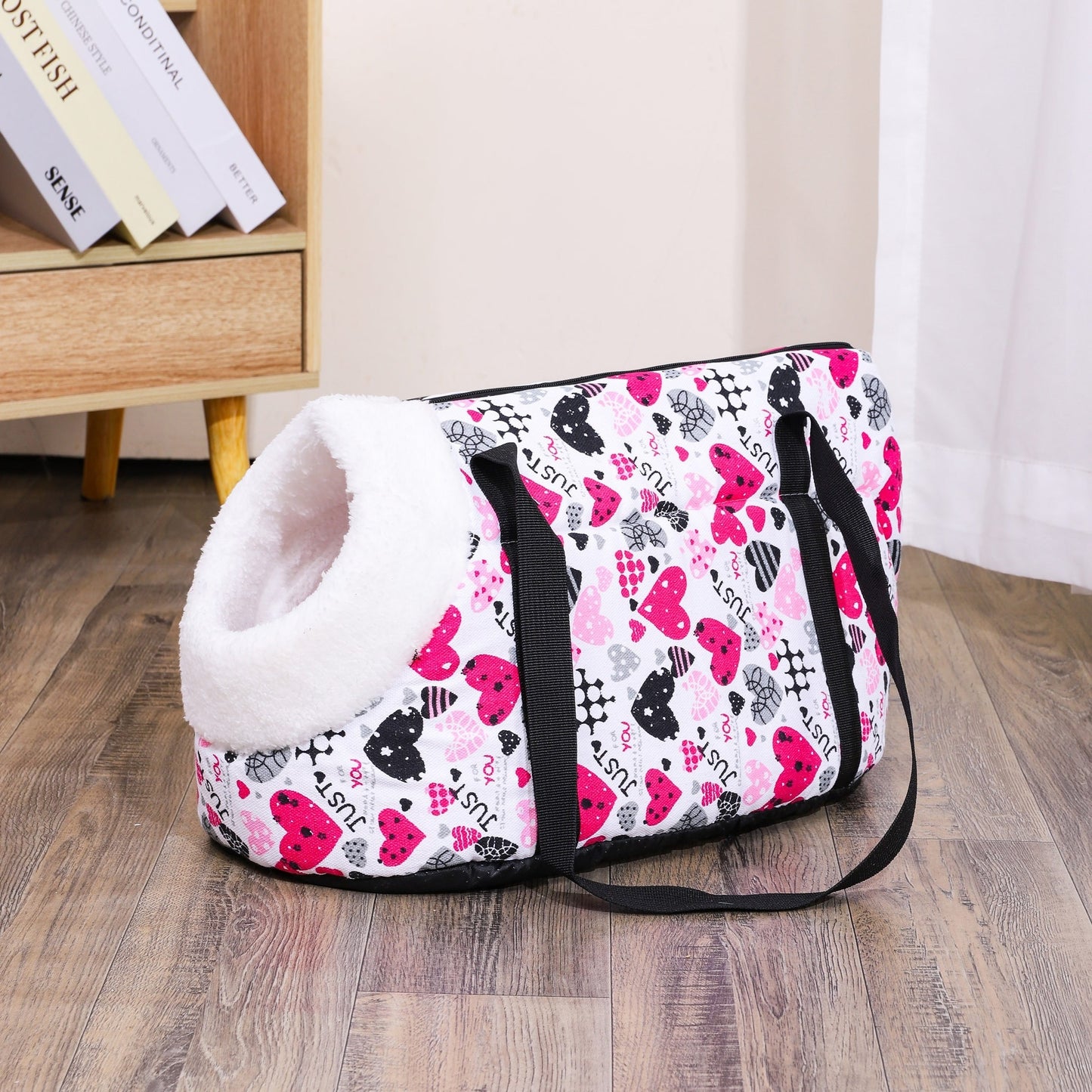 Portable Cat Carrier Bag with Zipper - Washable Polyester, Shoulder Strap for Small to Medium Cats