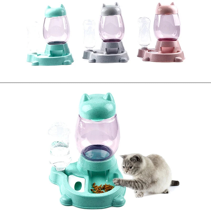 Distributore di cibo e acqua 2 in 1, per gatti e cani