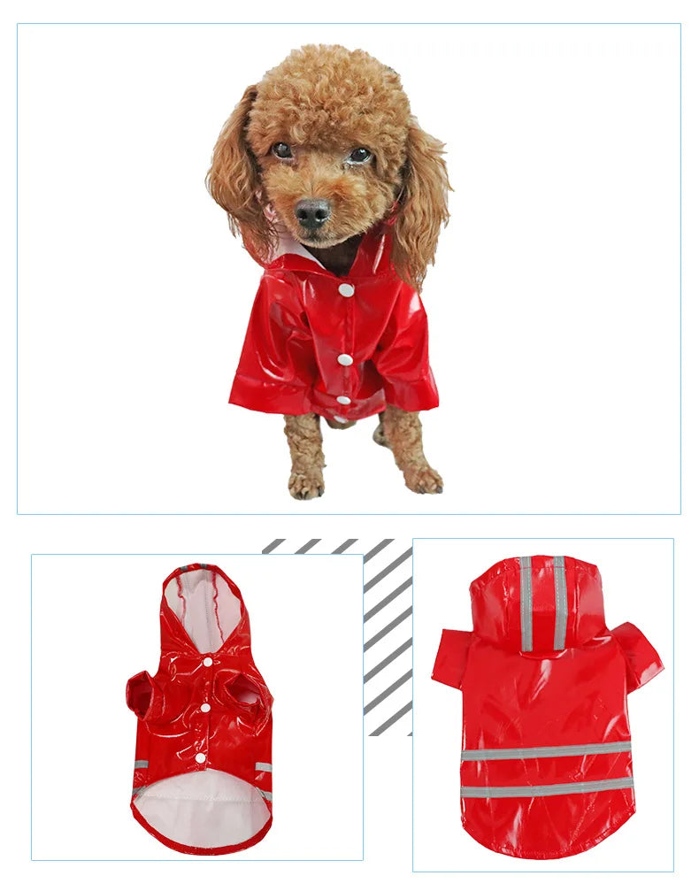 Giacca Impermeabile per piccoli cani con Cappuccio e Striscia Riflettente, Abbigliamento Traspirante da Esterno per Cuccioli