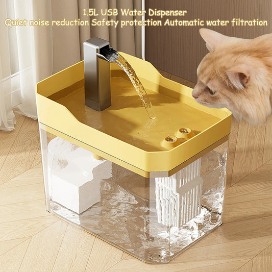 Fontanella distributore d'acqua per gatti e cani, alimentazione USB con sistema anti-surriscaldamento, ricircolo e filtro
