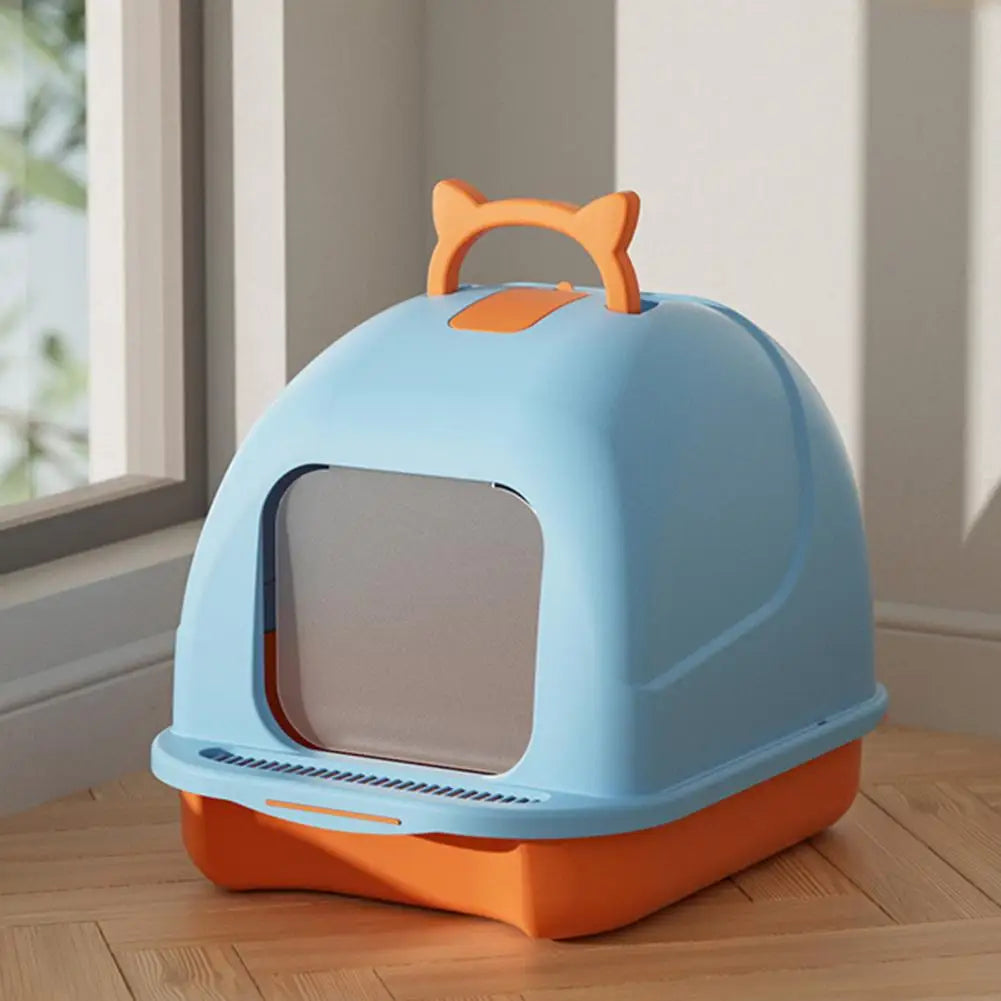 Large Cat Litter Box with Lid Closed Kitten Litter Pan with Litter Scoop Cat Enclosed Toilet Spacious Interior Pet Supplies