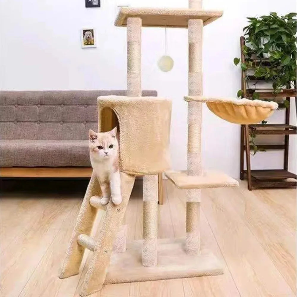 Plush Cat Tree Cat Tower Cozy Luxury Cats Condo For Indoor Multi-Level Cat Tower Sisal Covered Scratching Posts Cats Accessories
