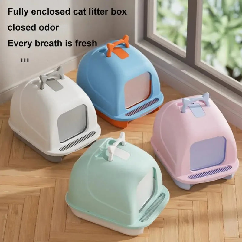 Large Cat Litter Box with Lid Closed Kitten Litter Pan with Litter Scoop Cat Enclosed Toilet Spacious Interior Pet Supplies