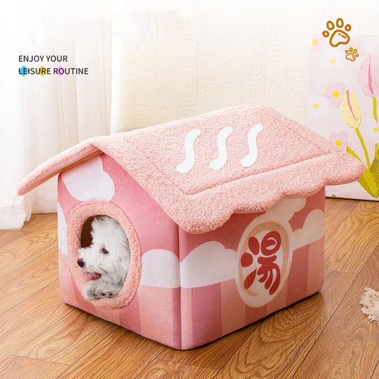 2024 Dog Kennel Cat Litter Comfortable Autumn and Winter French Fries House Warm Thickened Pet Litter Pet Litter