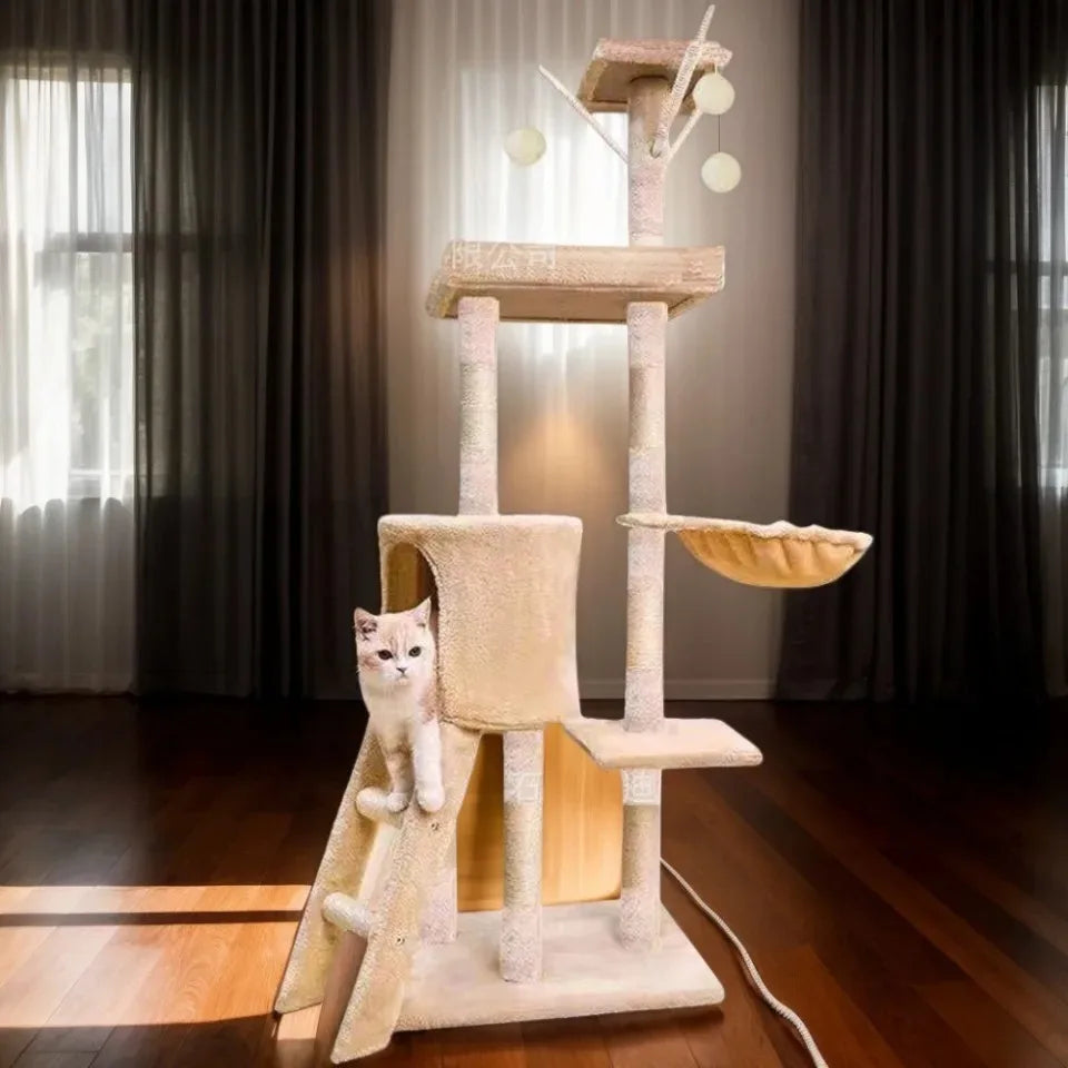 Plush Cat Tree Cat Tower Cozy Luxury Cats Condo For Indoor Multi-Level Cat Tower Sisal Covered Scratching Posts Cats Accessories