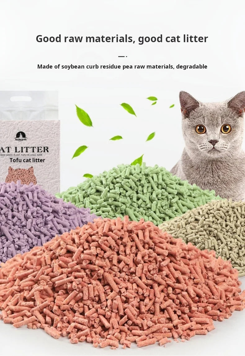 6-Liter Pack Natural Soybean Residue Cat Litter Tofu Eco-Friendly Four Scents Available Cat Litter Alternative