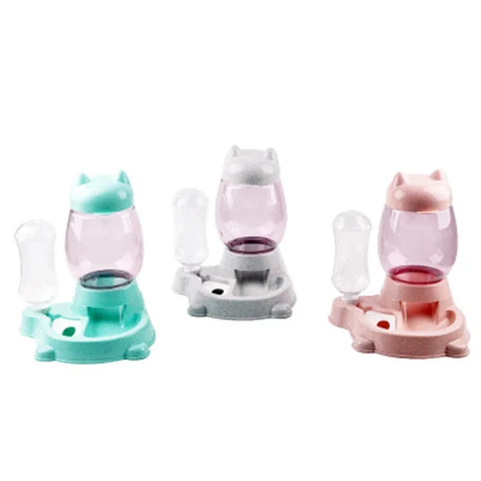 Distributore di cibo e acqua 2 in 1, per gatti e cani