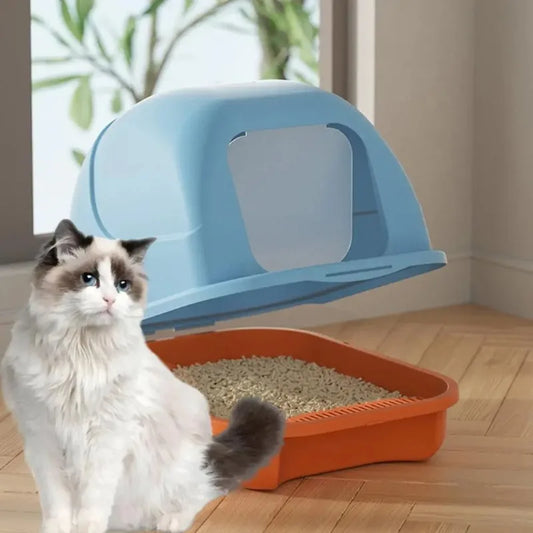 Large Cat Litter Box with Lid Closed Kitten Litter Pan with Litter Scoop Cat Enclosed Toilet Spacious Interior Pet Supplies