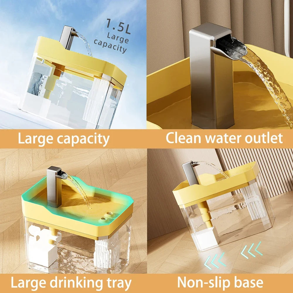 Fontanella distributore d'acqua per gatti e cani, alimentazione USB con sistema anti-surriscaldamento, ricircolo e filtro