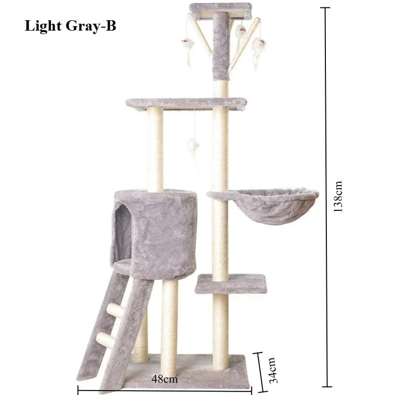 Plush Cat Tree Cat Tower Cozy Luxury Cats Condo For Indoor Multi-Level Cat Tower Sisal Covered Scratching Posts Cats Accessories