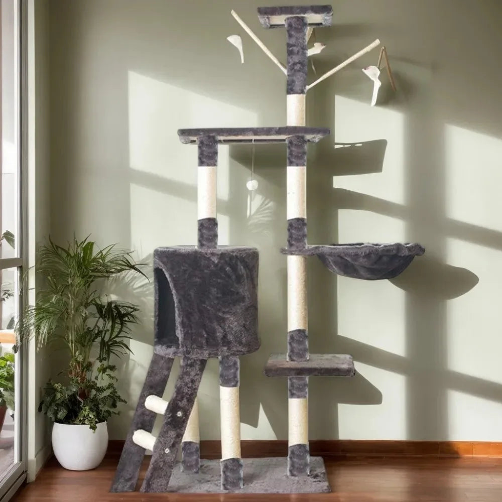 Plush Cat Tree Cat Tower Cozy Luxury Cats Condo For Indoor Multi-Level Cat Tower Sisal Covered Scratching Posts Cats Accessories